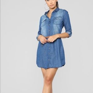 NEVER WORN. Denim dress. Comes with the belt.